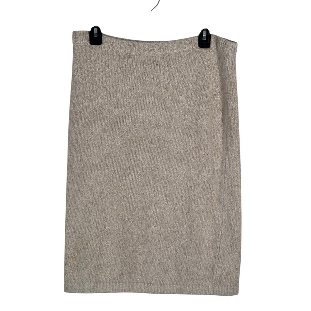 Vintage Cream Angora Silk Wool Blend Skirt Womens L Neutral Minimalist Preppy